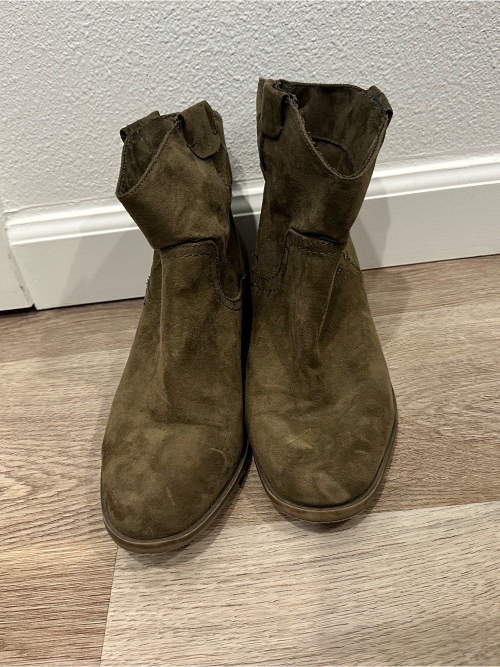 Target Olive Green Suede Ankle Booties